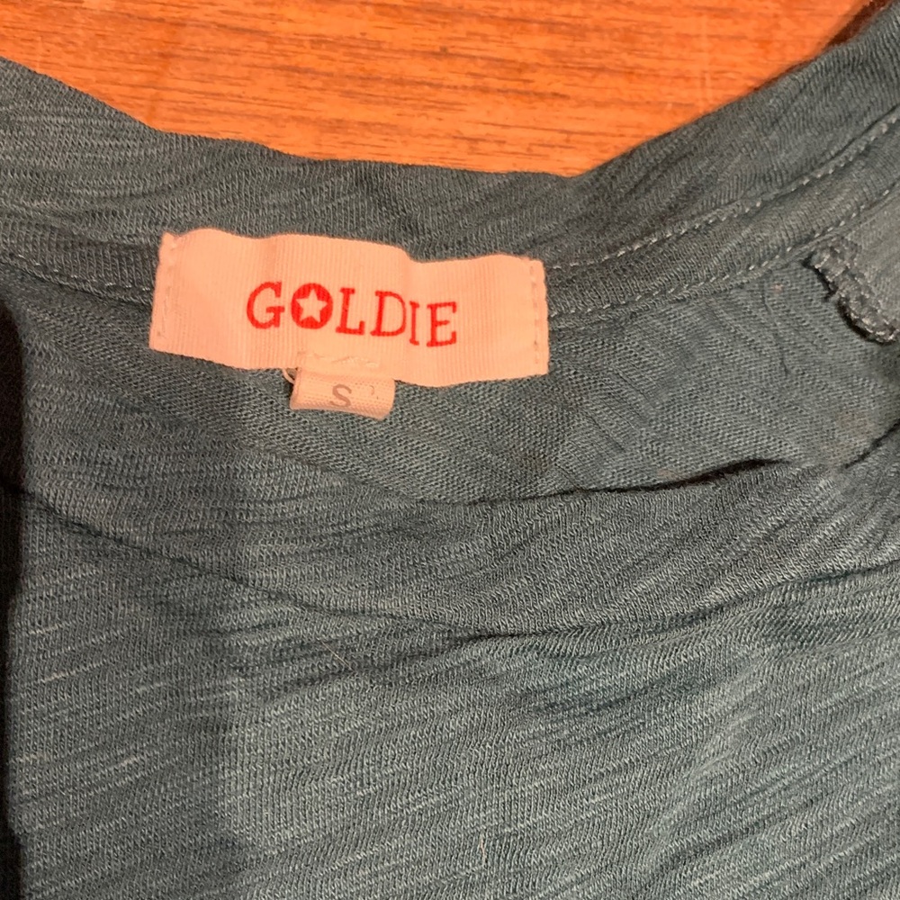 EUC GOLDIE LEWINTER Luxury Teal Crew Neck Lightweight Long Sleeve Tee Small - Picture 4 of 7
